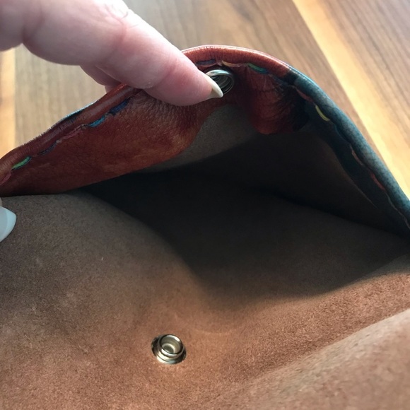 Leathercraft original artwork!Small versatile multi colored envelope clutch. - Picture 4 of 7